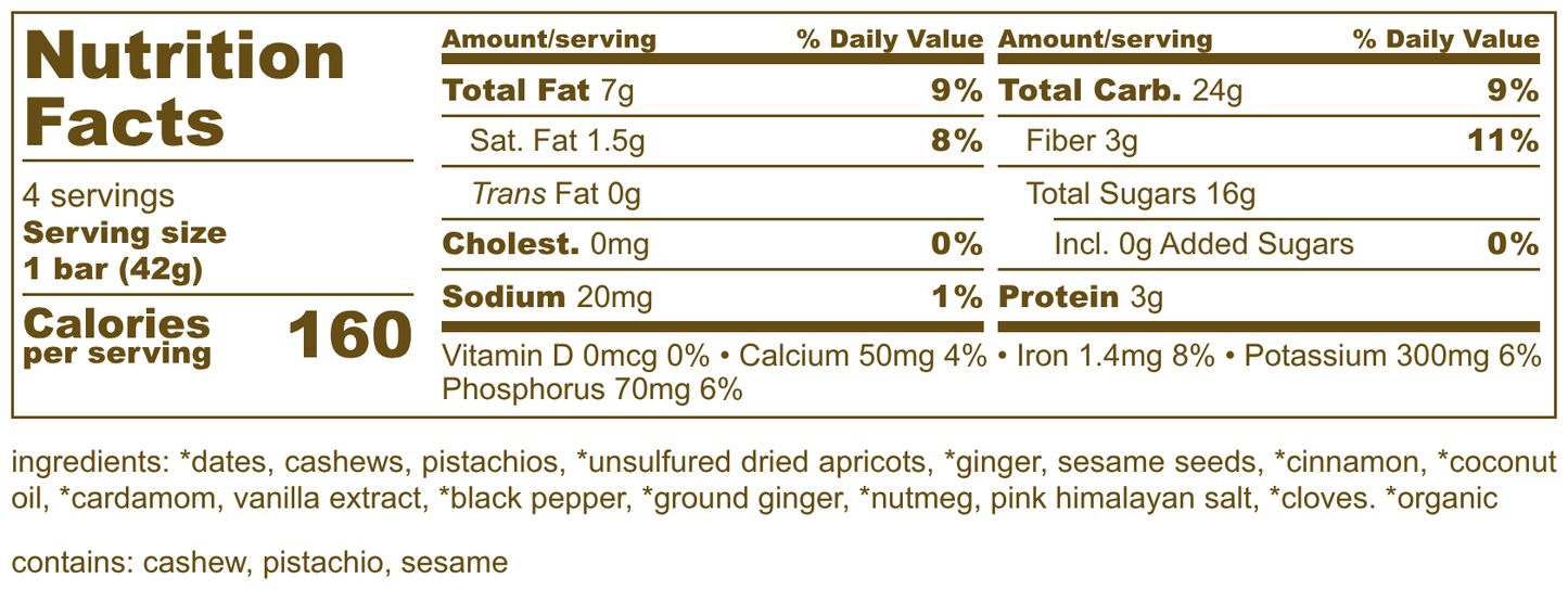 4-Pack Ginger Chai (1.4 oz Bars)