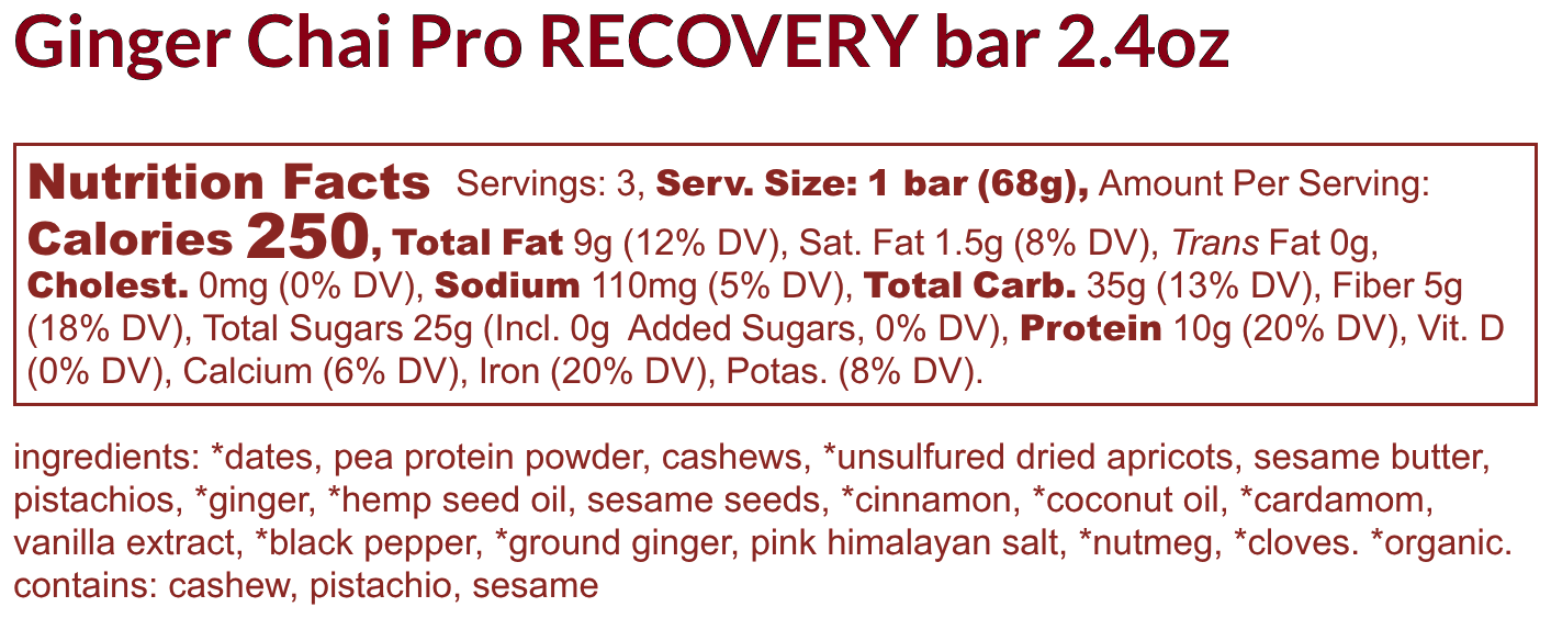Ginger Chai Protein Recovery Meal (3 bars)